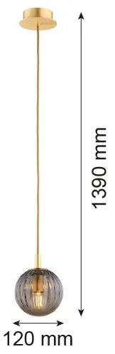 Lustră pe cablu Argon 8512 PALOMA 1xE14/7W/230V d. 12 cm auriu/negru