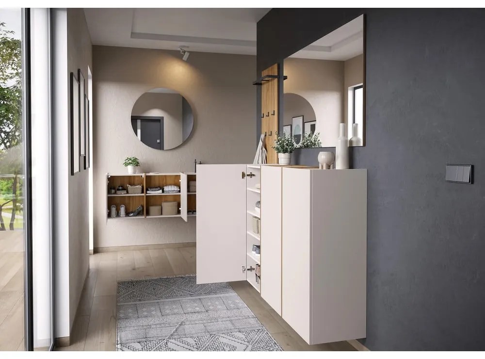 Dulap pentru hol crem 138x103x38 cm Libbiano – Germania