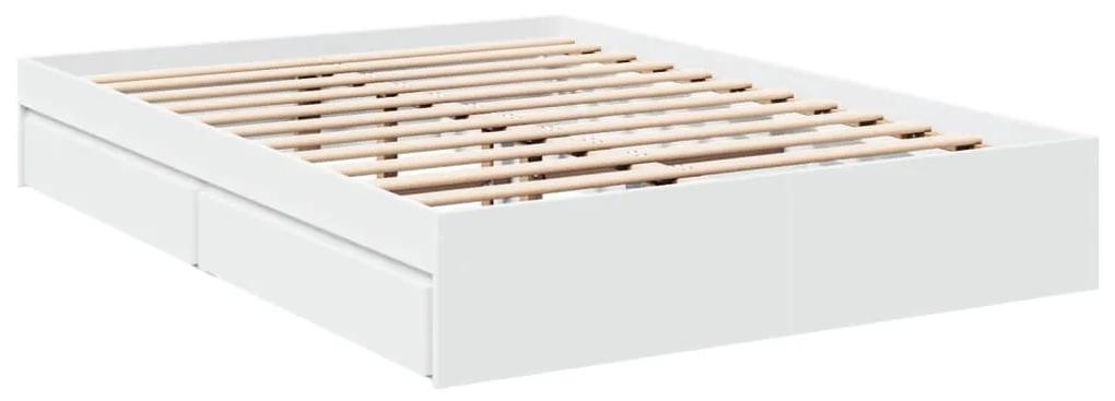 3280699 vidaXL Cadru de pat cu sertare, alb, 120x190 cm, lemn prelucrat
