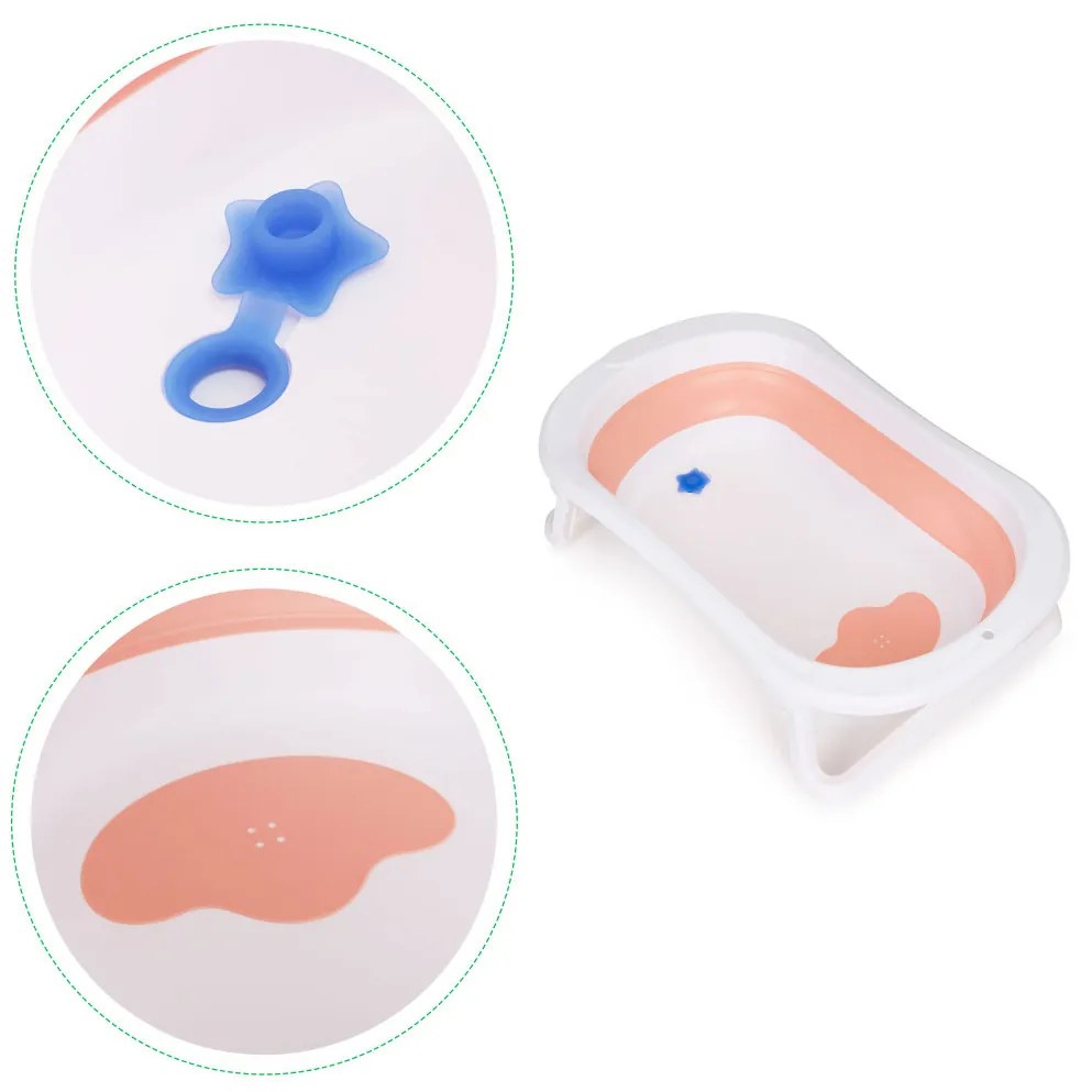 Cada de baie pentru copii cu scurgere pliabilă roz