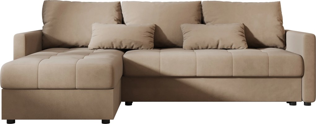 Coltar extensibil VENORIA, bej, colt reversibil, 220x143 cm + 2 perne GRATUIT