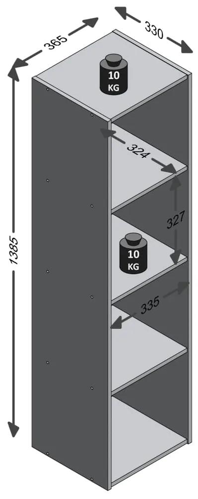 FMD Raft vertical cu 4 compartimente, gri beton 1, Gri beton