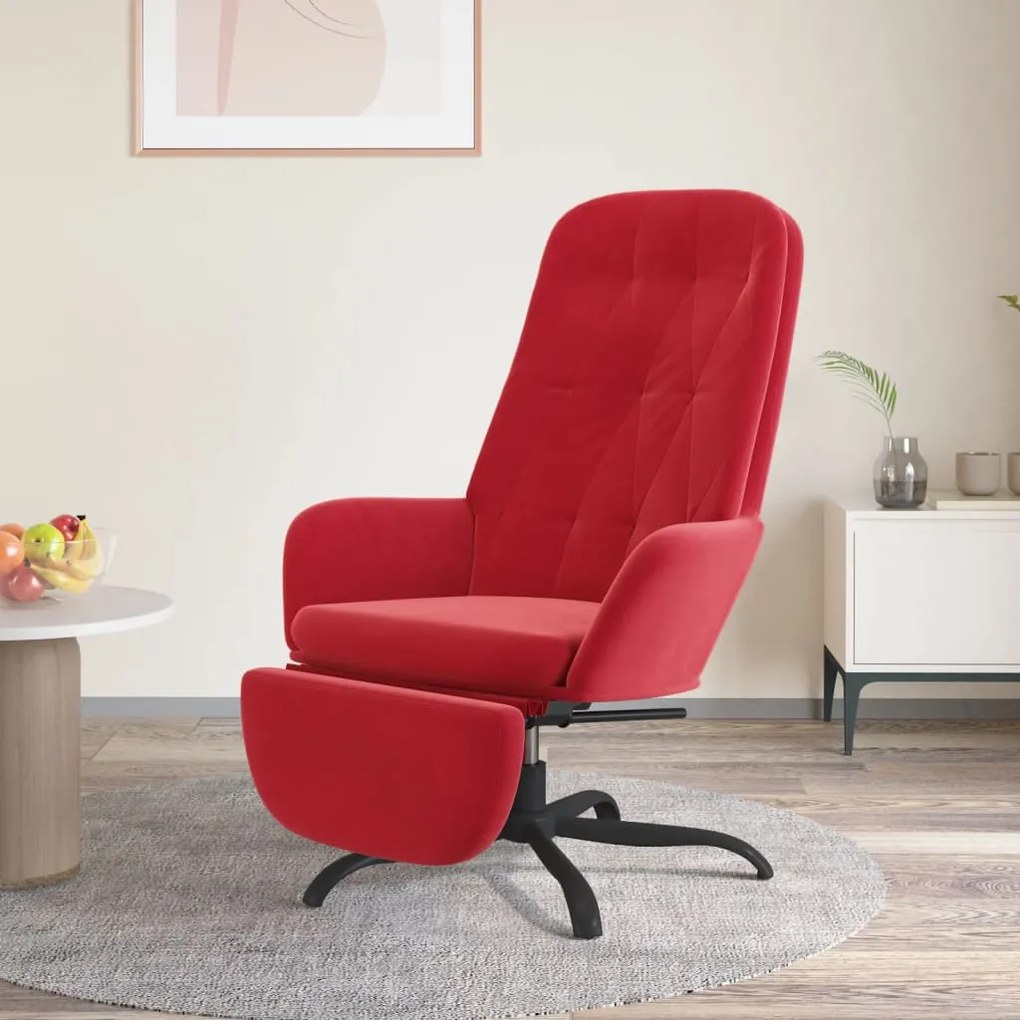 3097646 vidaXL Scaun de relaxare cu taburet, roșu vin, catifea