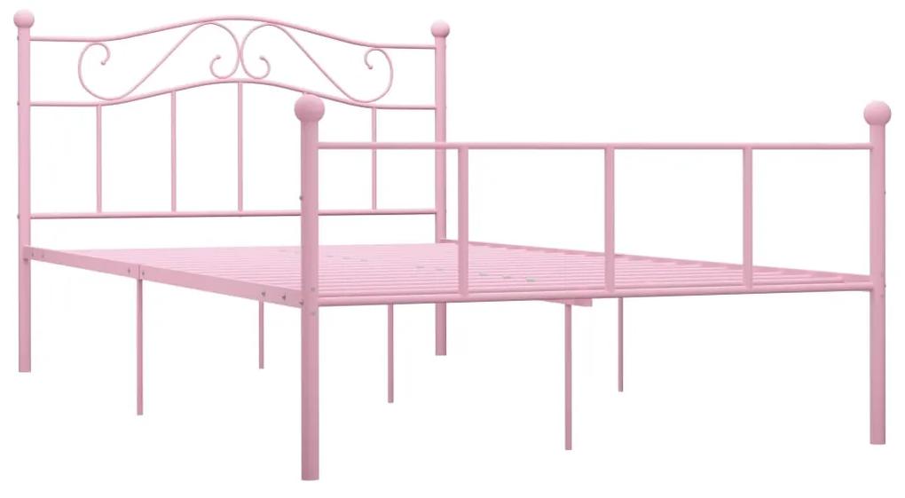Cadru de pat, roz, 160 x 200 cm, metal Roz, 160 x 200 cm