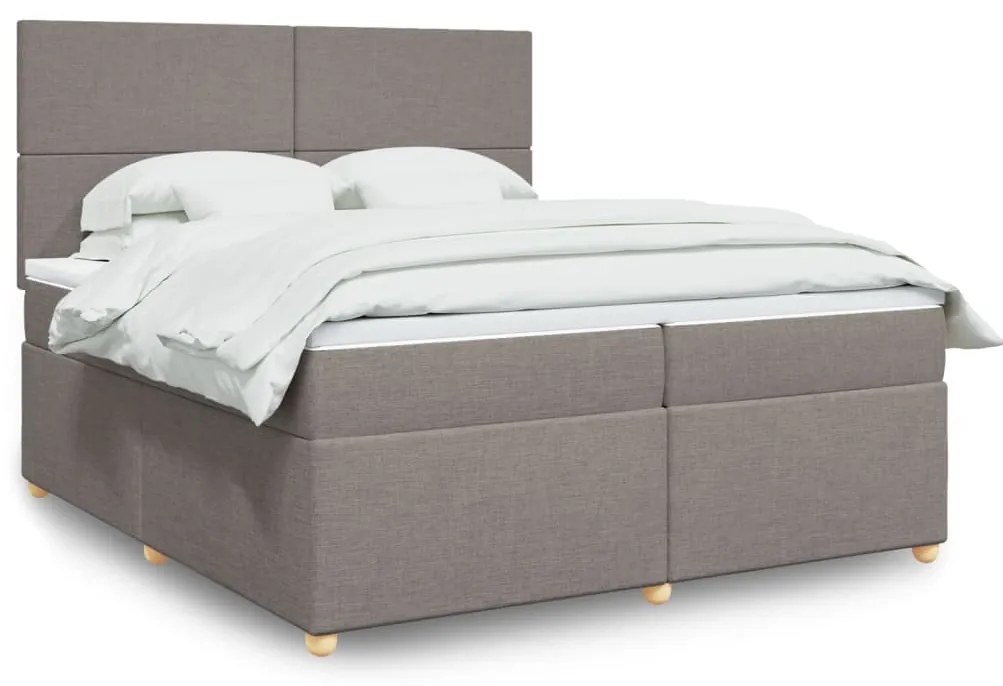 vidaXL Pat box spring cu saltea, gri taupe, 200x200 cm, textil