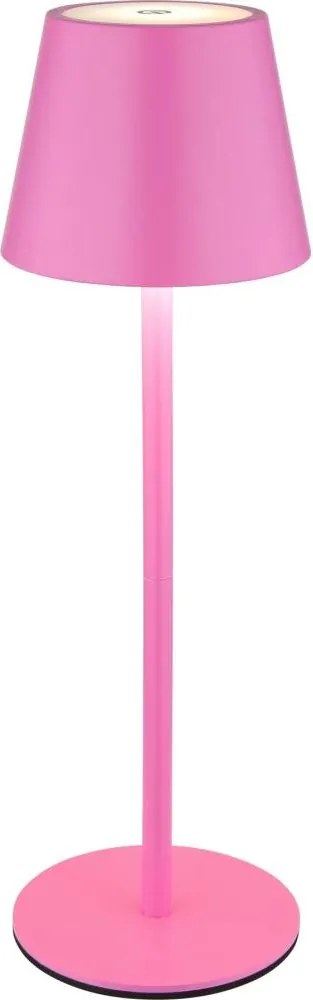 Globo 58488P-LED Lampă de masă VANNIE, reglabilă, cu control tactil, reîncărcabilă, pentru exterior, 3W/5V IP54 1800mAh roz