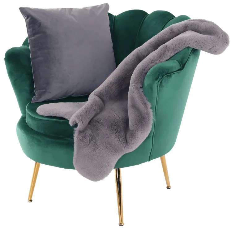 Fotoliu în stil Art-deco, catifea Velvet smarald/crom auriu, NOBLIN