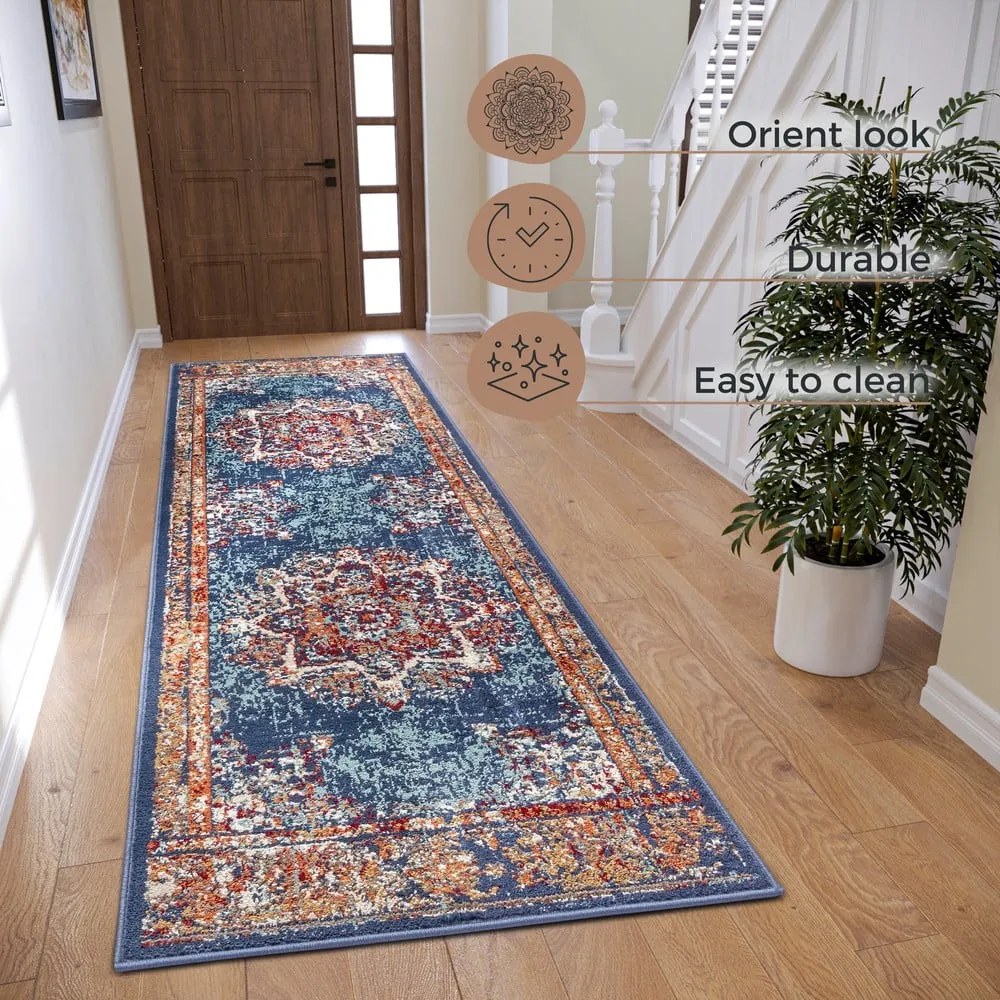 Covor albastru închis de tip traversă 80x240 cm Orient Maderno – Hanse Home