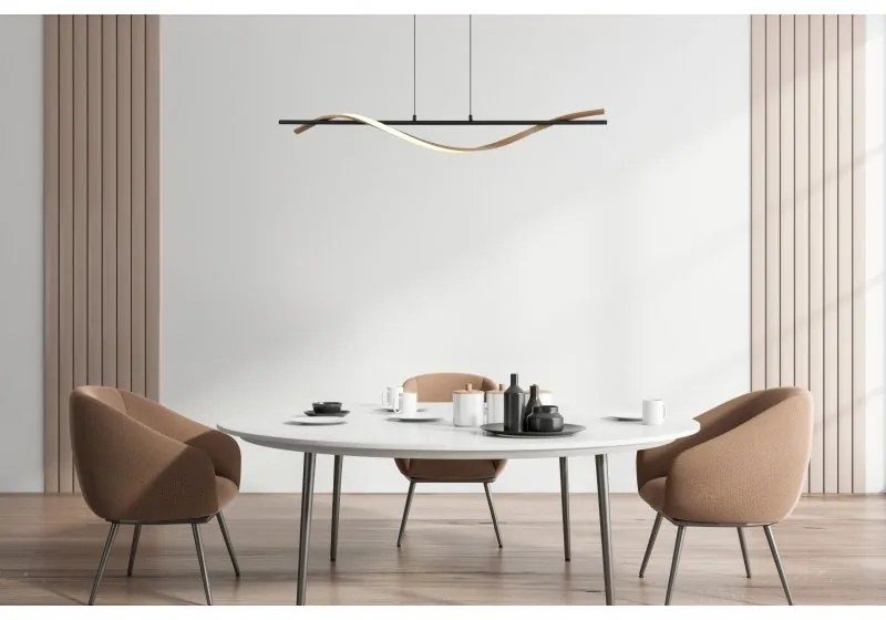 Lustra LED aluminiu cu efect de lemn WATKINS
