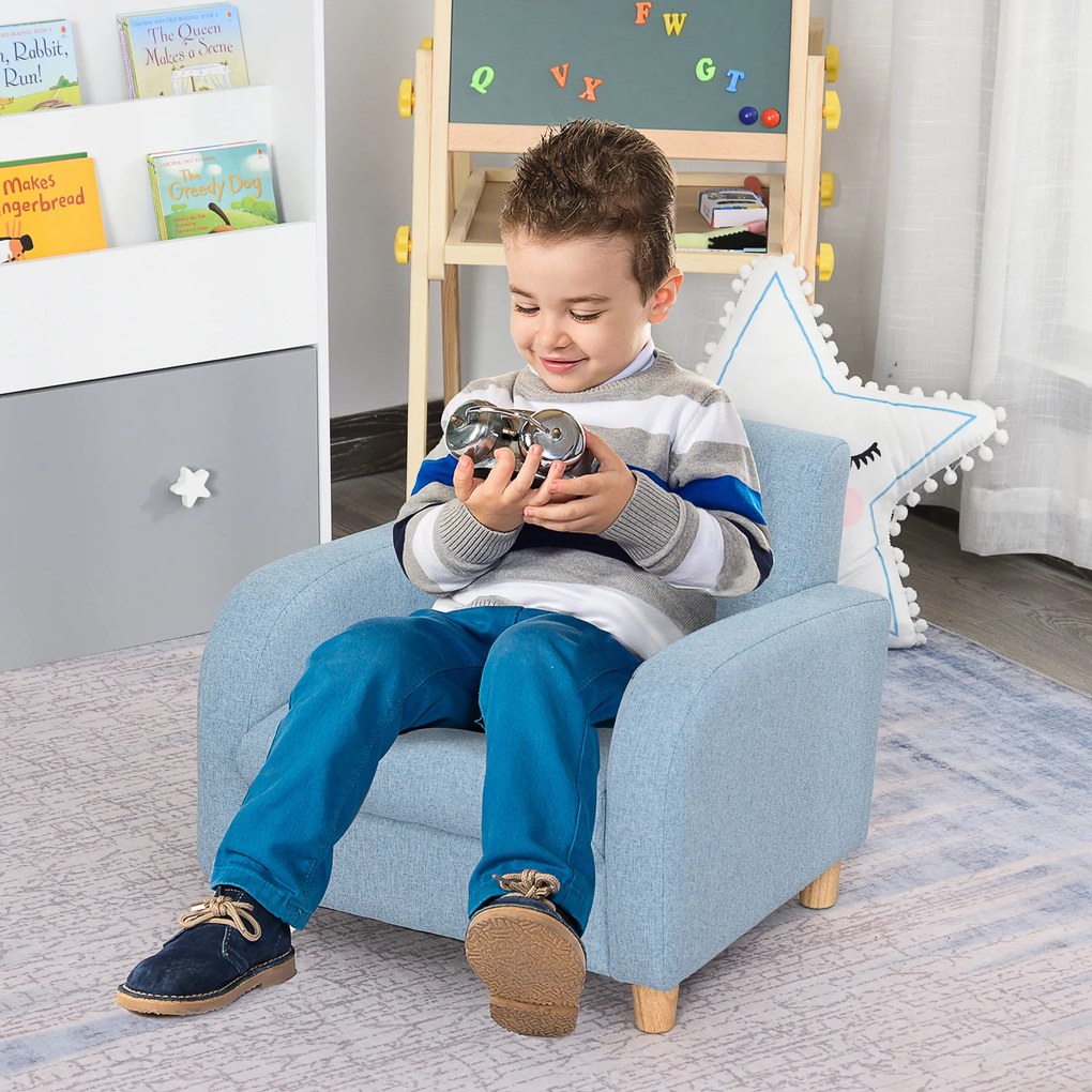 HOMCOM Scaun pentru Camera Copiilor în Material Textil Max. 65 kg 49x45x44cm Albastru | Aosom Romania