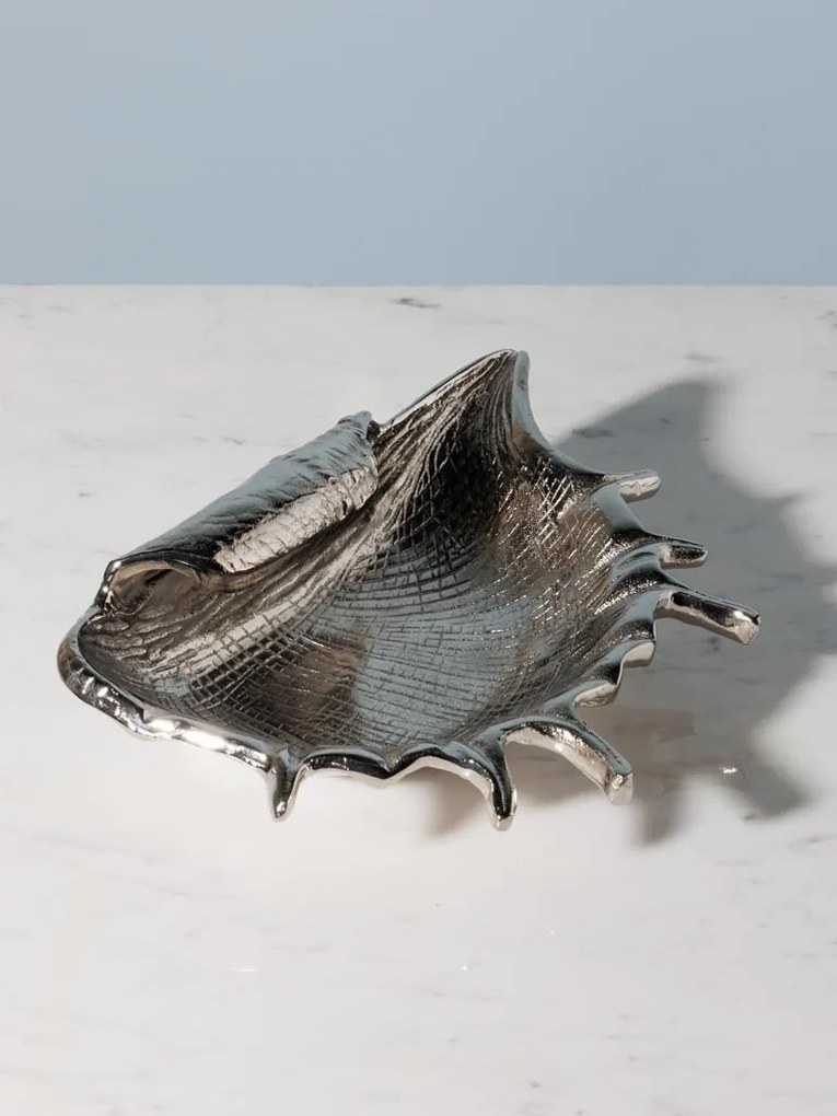 Tava decorativa argintie Shell