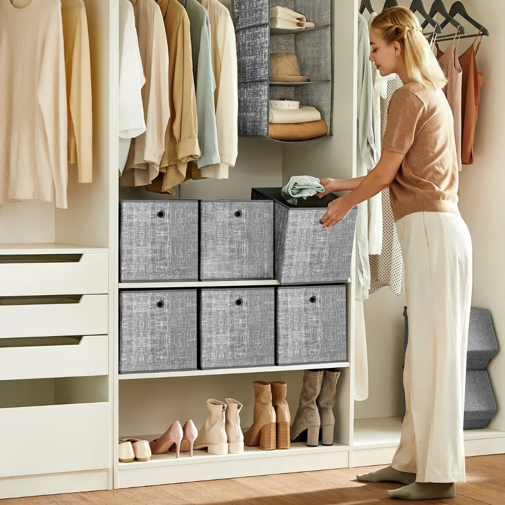 Cutii de depozitare GARY 6 buc, 30x30x30cm, gri Jurhan