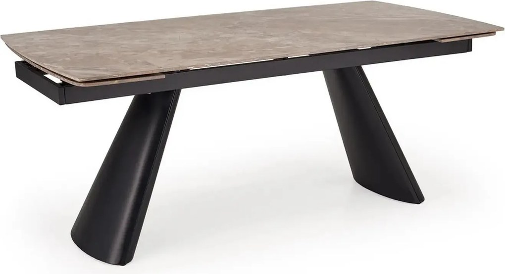 Masa extensibila VINCE, maro/negru, piatra sinterizata/metal, 180/238x