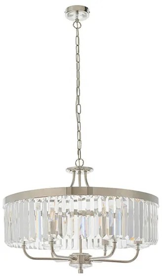 Endon 90263 - Candelabru Chesterfield pe lanț, 6 x E14, 6 W, 230 V, diametru 55 cm, crom lucios