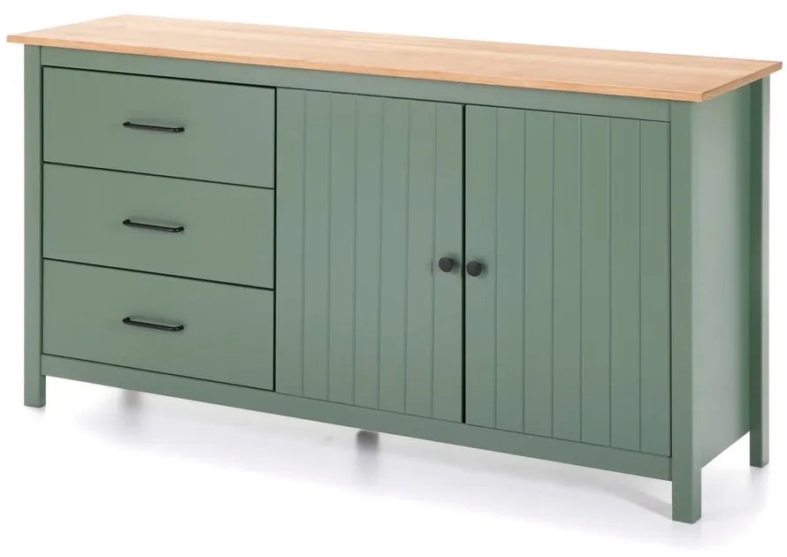 Comodă verde/în culoare naturală joasă din lemn masiv de pin 150x80 cm Miranda – Marckeric