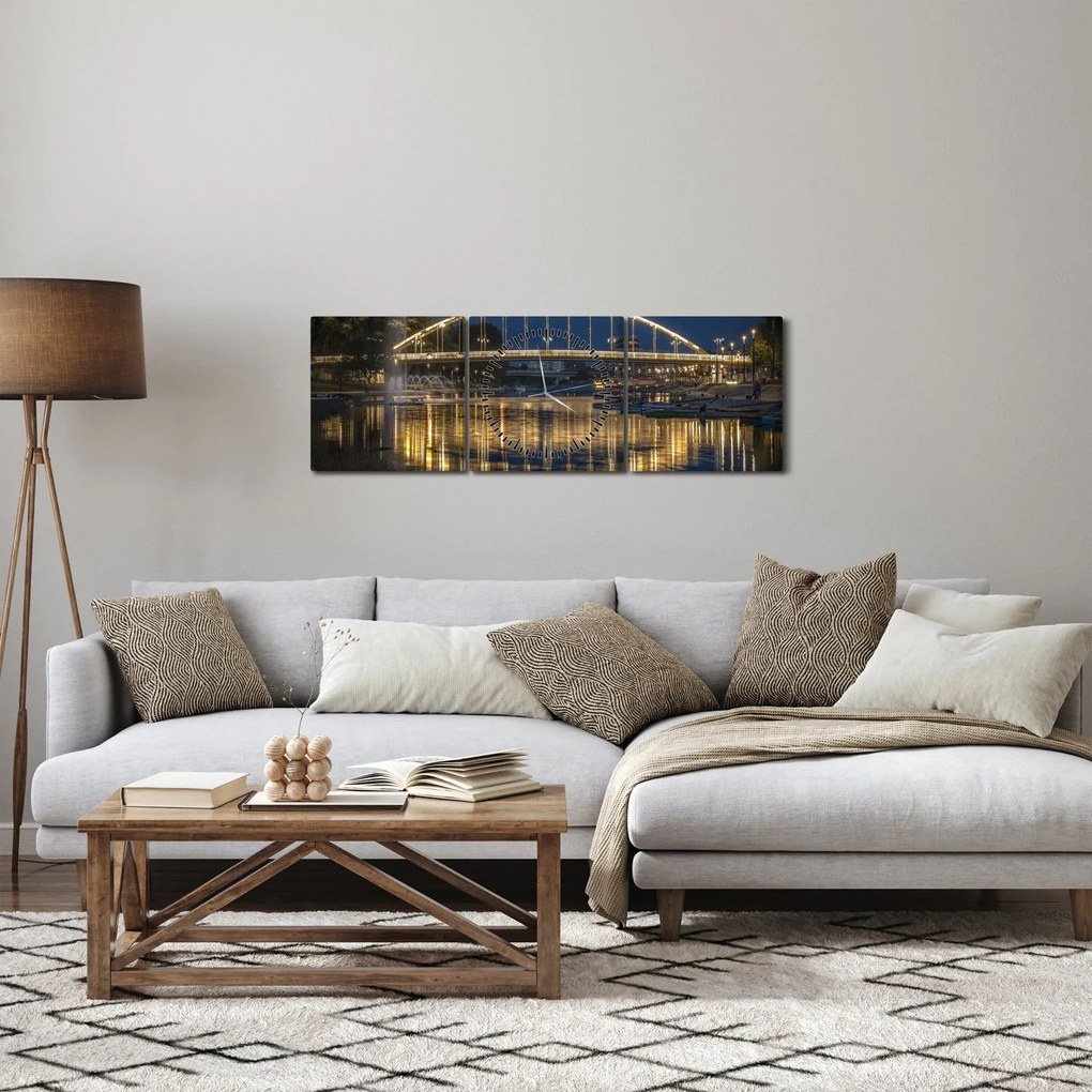 Tablou cu făntână arteziană (cu ceas) (90x30 cm)