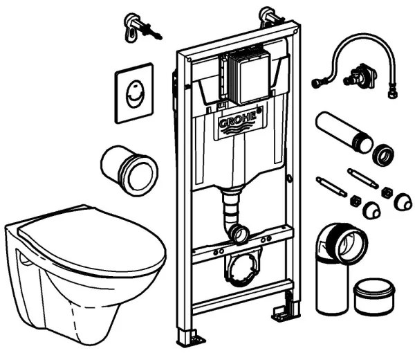 GROHE 39192000 - Set 4 în 1 SOLIDO, 1,13 m, alb Duro