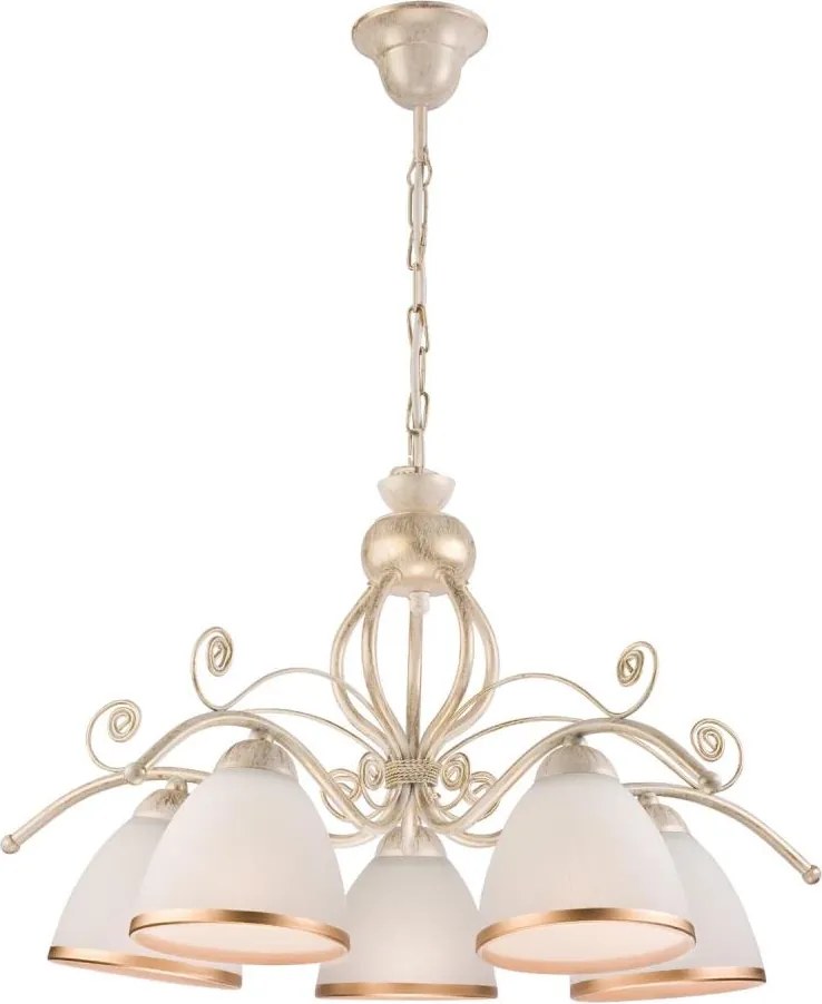 Candelabru cu lanț RETRO II, 5xE27/60W/230V, finisaj alb patinat