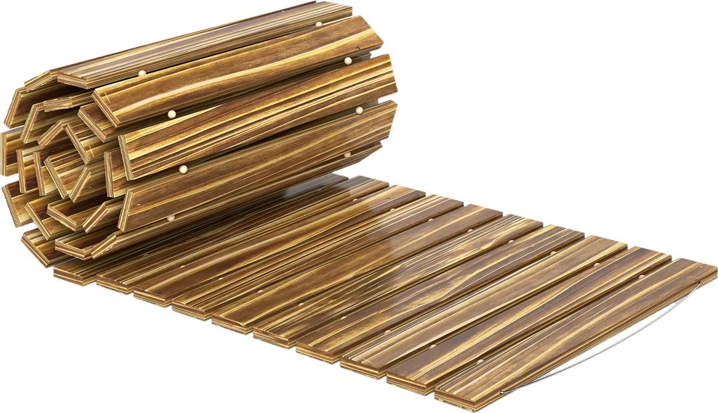 Outsunny Drum de grădină din lemn 120x38 cm Pasarelă dreaptă rulabilă pentru exterior Rezistent la intemperii Carbonizat | Aosom Romania