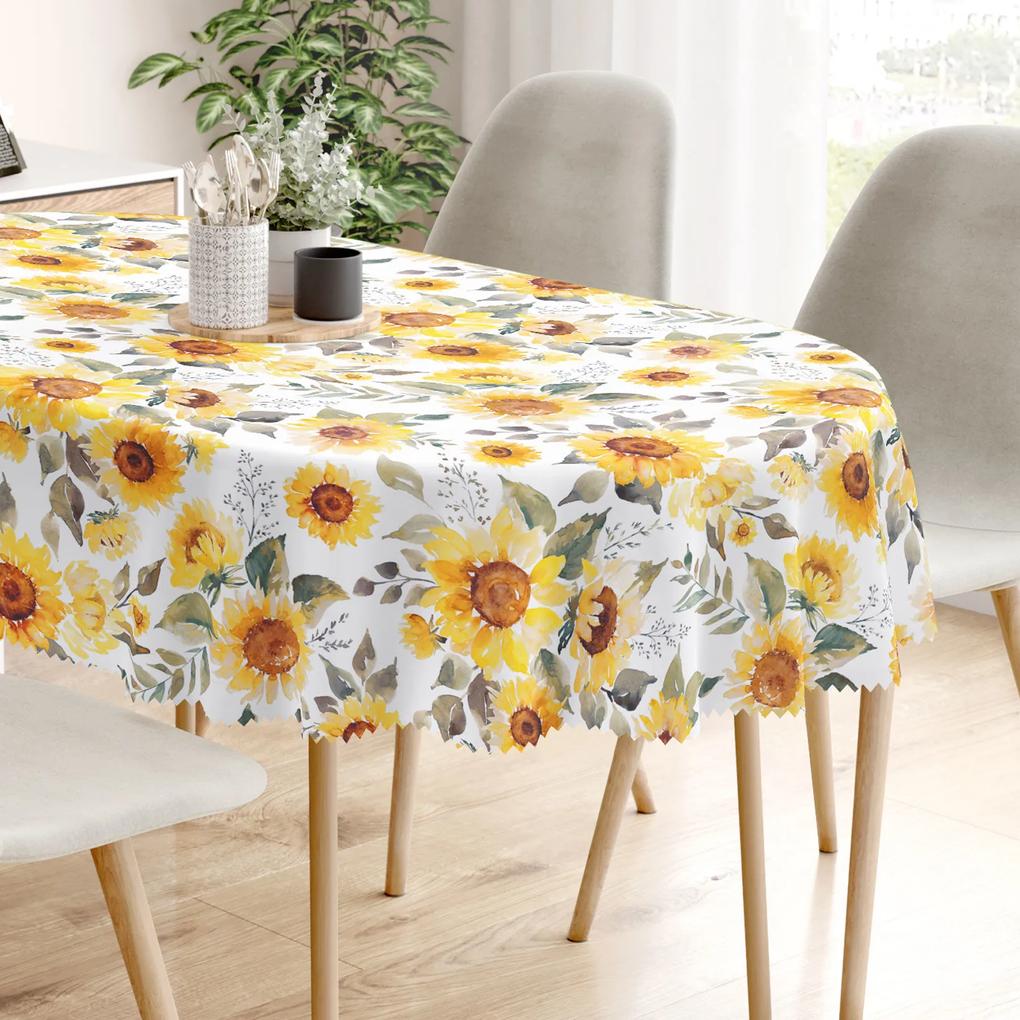 Goldea față de masă teflonată - flori de floarea-soarelui - ovală 120 x 180 cm