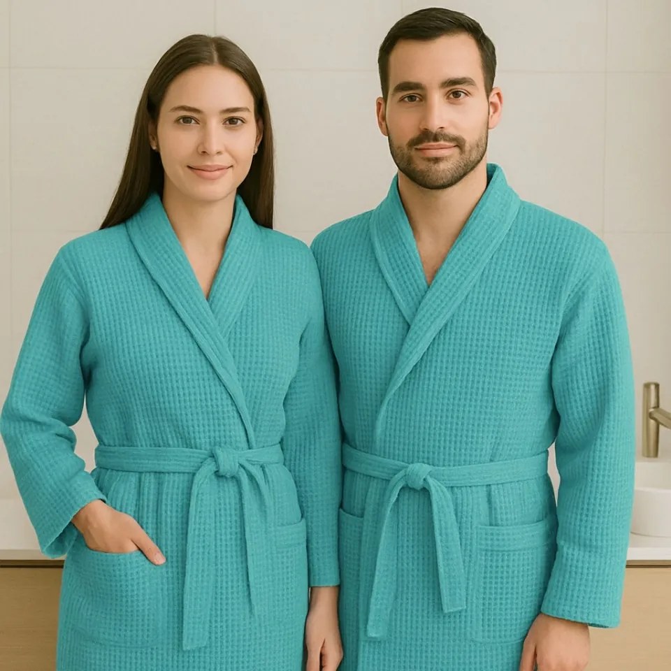 Halat de baie gofrat 100% Bumbac L/XL