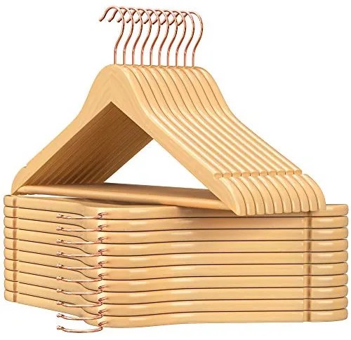 Set de 20 umerase din lemn, Songmics, Natural, 44.5x1.2x23 cm