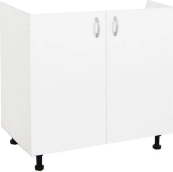 Masca Pentru Chiuveta cu 2 usi Albe 80x87x50 cm din Pal 18mm si cu Picioare Reglabile