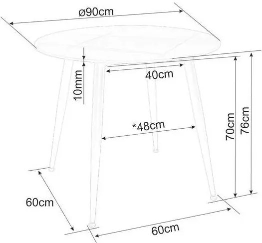 Masă de bucătărie Rion - 90 cm diametru, negru