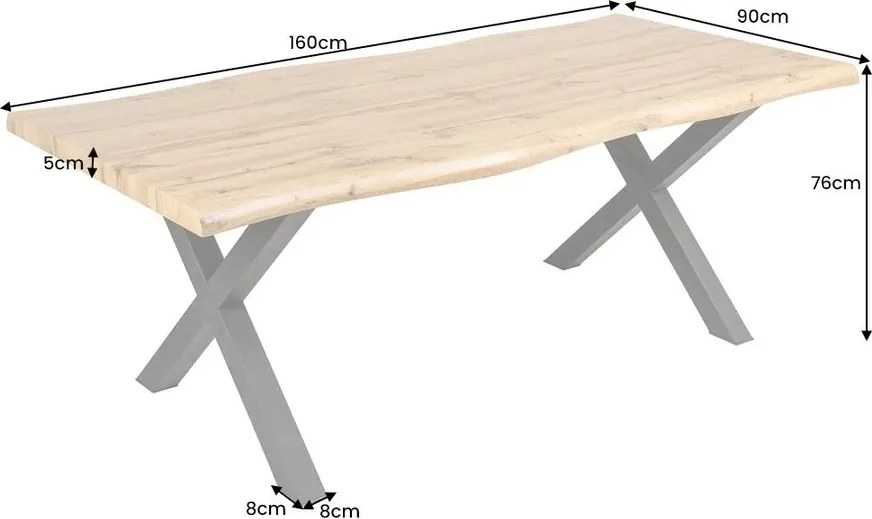 Masa Design Industrial WILD 160cm, aspect stejar salbatic