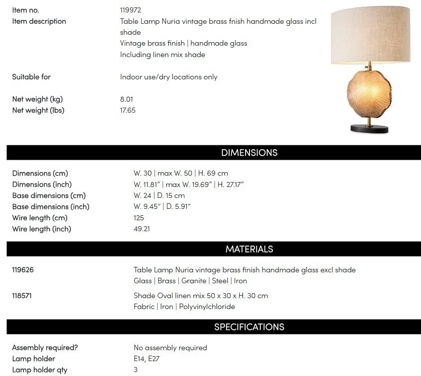 Veioza, Lampa de masa deosebita LUX Nuria