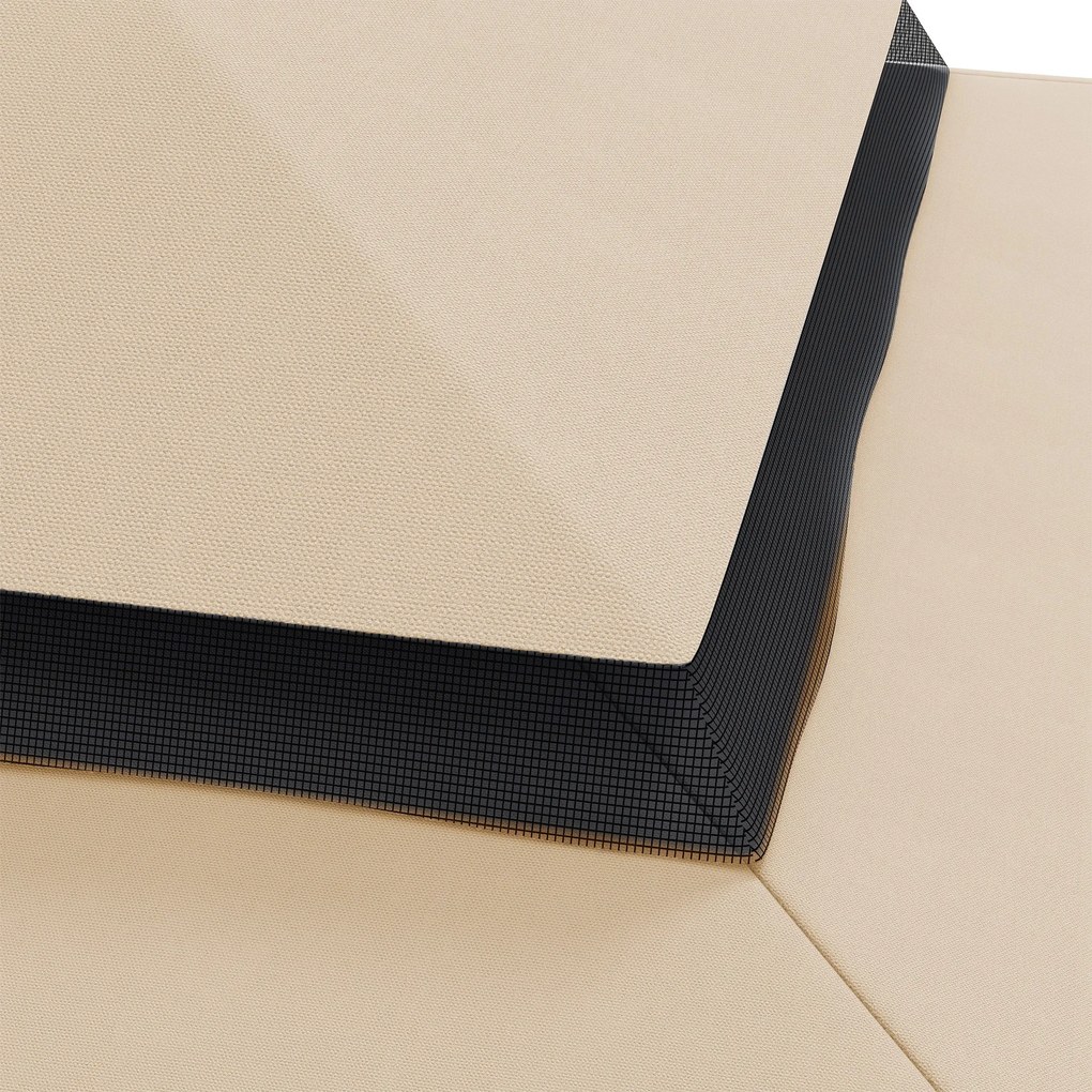 Outsunny Acoperiș de Schimb pentru Foișor 4x3 m cu 2 Niveluri pentru Grădină, Copertină Rezistentă la Apă din Poliester 170g/㎡ cu 8 Găuri de Drenaj, Crem | Aosom Romania