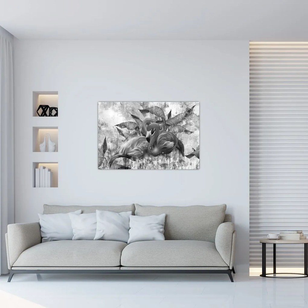 Tablou - Graffiti cu flamingo (90x60 cm)