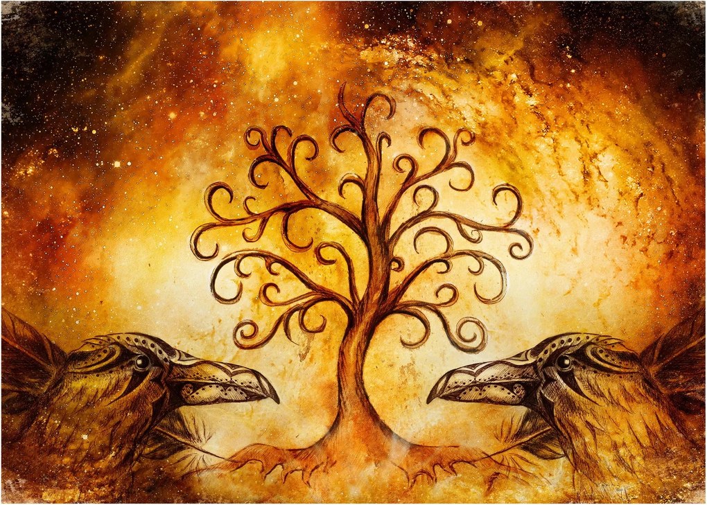 Tablou natural abstract cu copac (70x50 cm)