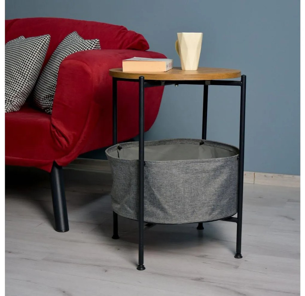 Măsuță laterală Pivudu (maro + negru + gri). Promo -29%. 1094719