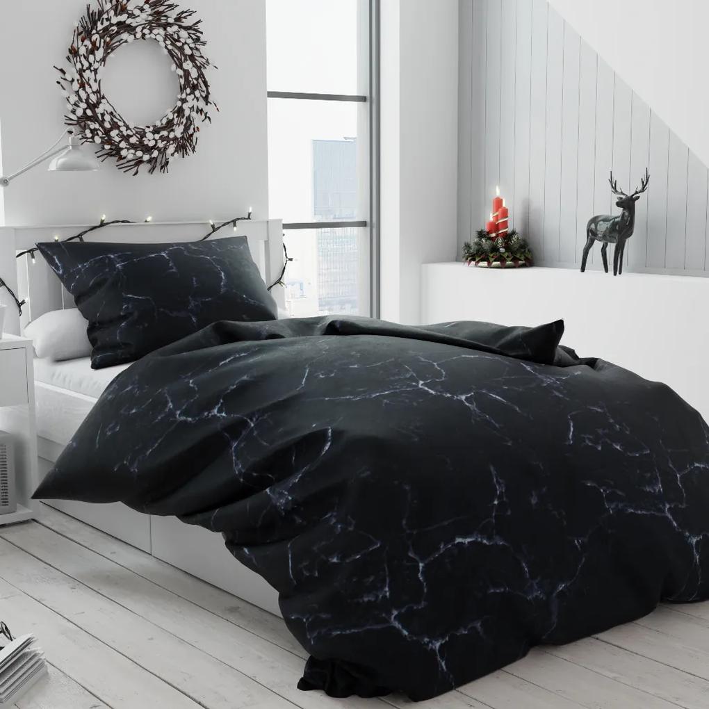 Lenjerie de pat bumbac ASCONA negru Dimensiune lenjerie de pat: 2 buc 70 x 90 cm | 200 x 220 cm