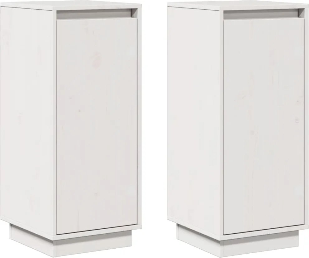 vidaXL Servante, 2 buc., alb, 31,5x34x75 cm, lemn masiv de pin