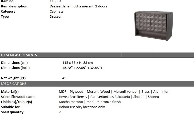 Comoda design elegant LUX Jane S, cafeniu-Mocha 113834 HZ