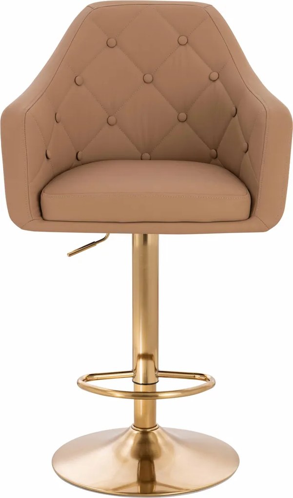 HR831W Scaun Caramel Piele Ecologica Premium Soft cu Bază Aurie