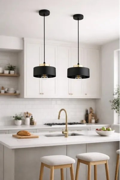 Brilagi - Lustră suspendată pe cablu SPRING 1xE27/60W/230V Ø20 cm negru/auriu