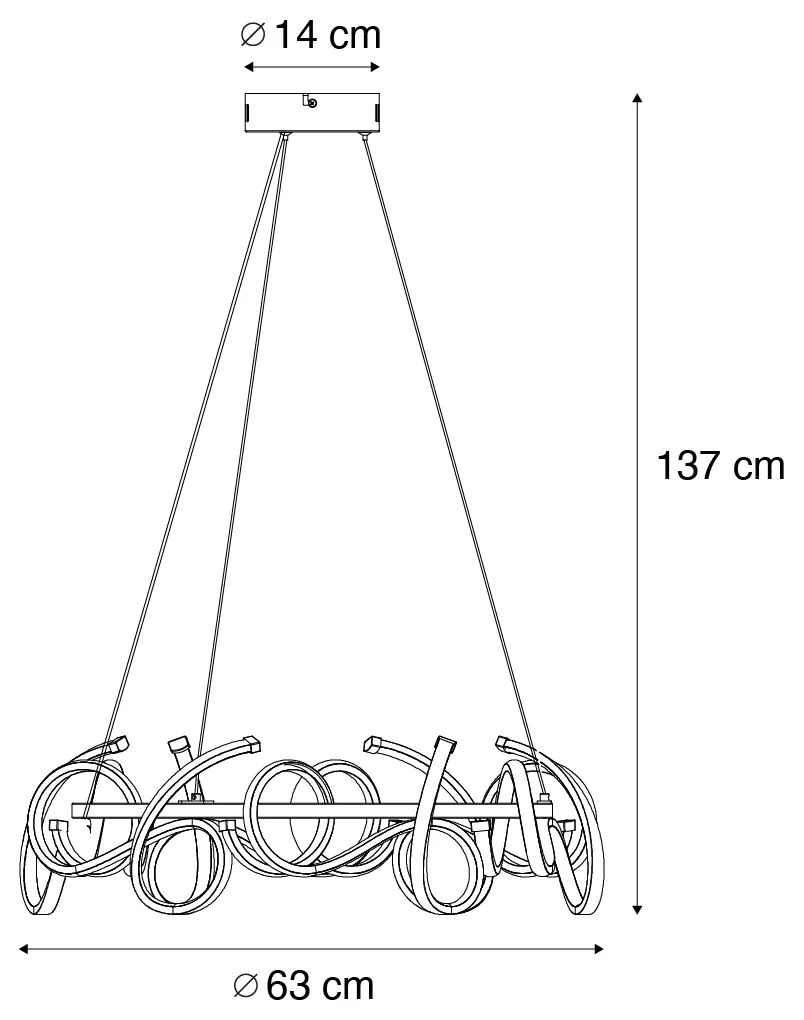 Lampă suspendată de design aurie rotundă cu dimmer în 3 trepte - Krisscross