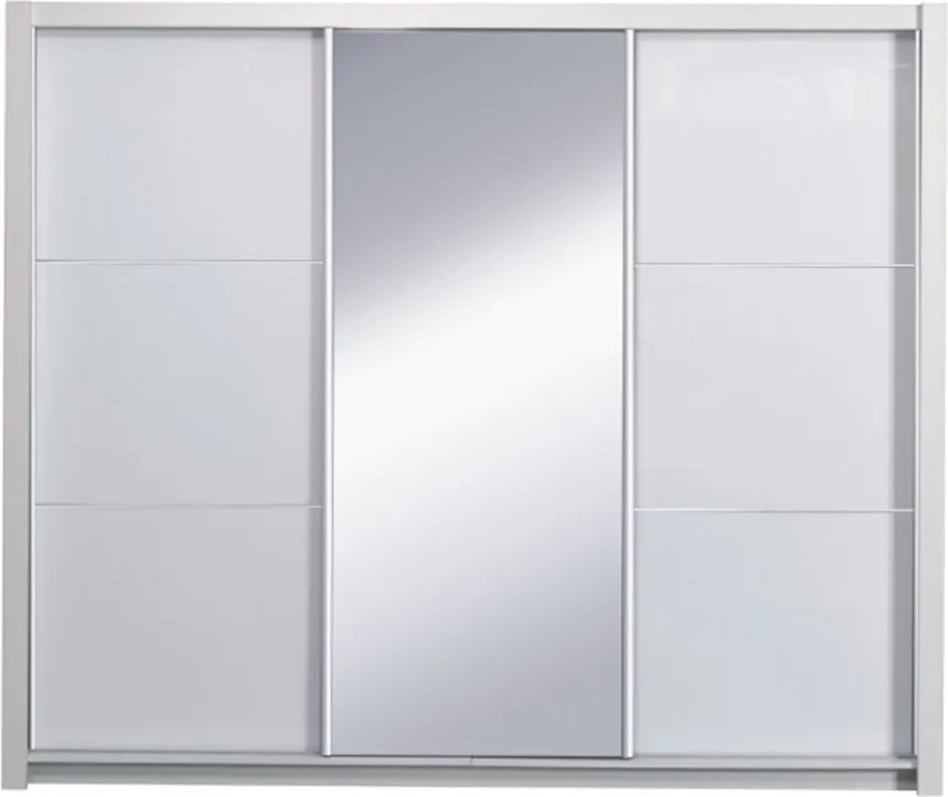 Dulap cu uşi glisante, alb/alb lucios, 208X213,  ASIENA