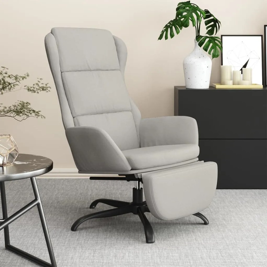 3097927 vidaXL Scaun de relaxare cu taburet, gri deschis, microfibră