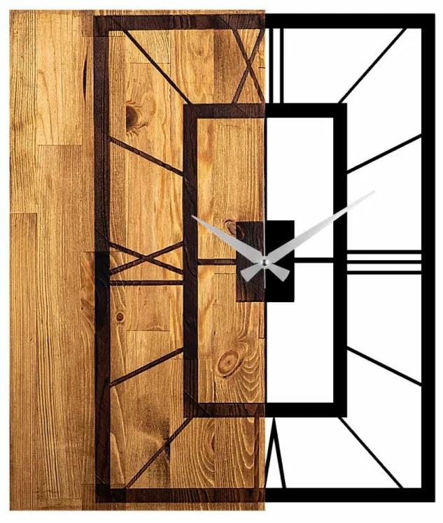 Ceas Decorativ de Perete Wooden Clock 37, Lemn / Metal