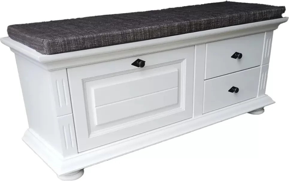 Băncuță lemn masiv alb Ariana Hol, 115 × 41 × 55 cm