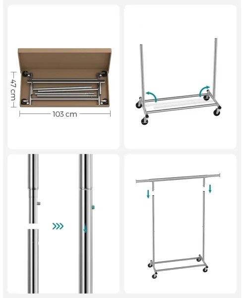 Cuier mobil de podea LINEA, argintiu
