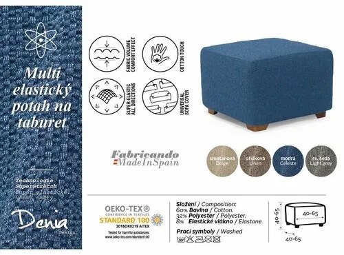 Husă extensibilă pentru taburet Denia nuc , 40 - 60 cm