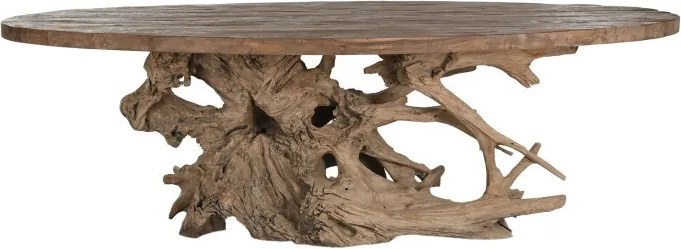 Masă dining din lemn exotic de tec, finisaj natur brut , „Grand Loft”