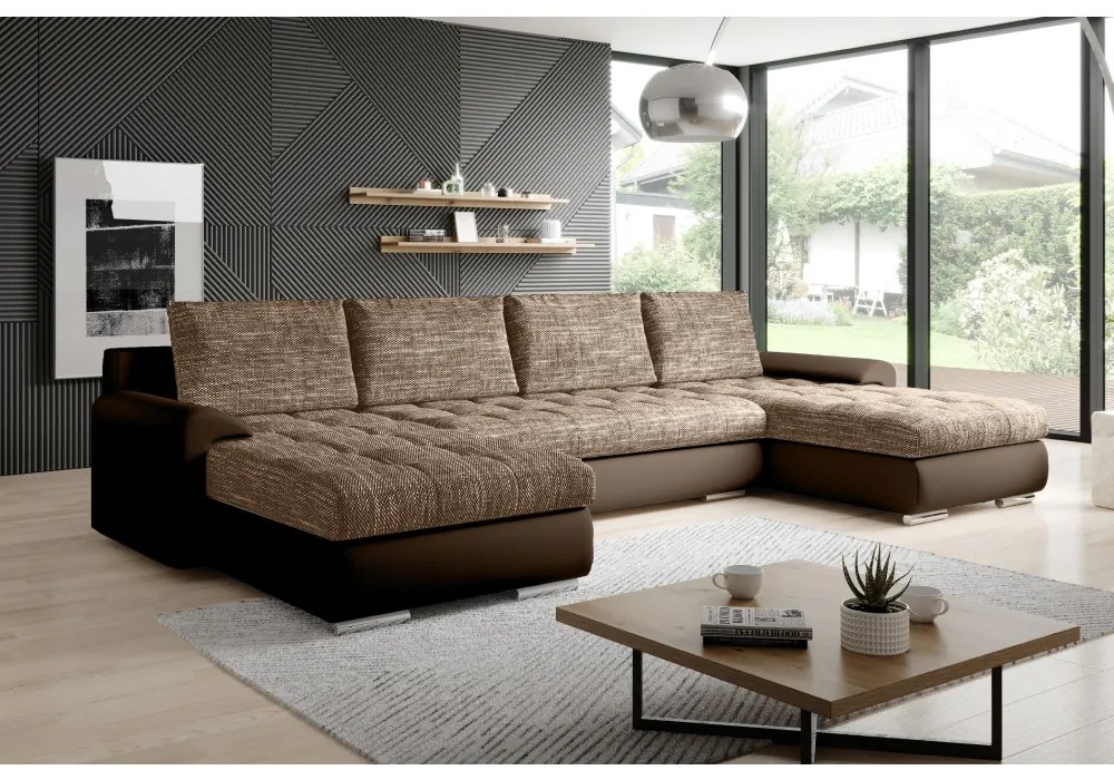 Set canapea universala, piele ecologica maro melir maro, TOLITA U UNI