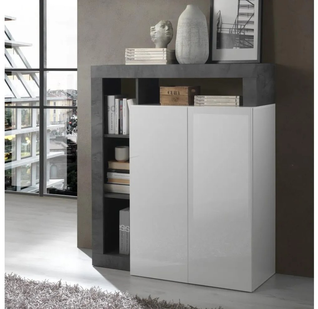 Comodă LENOR alb/antracit