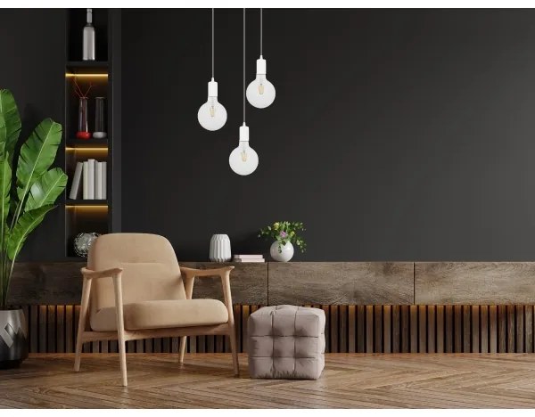 Lustră pe cablu MIROS 3xE27/60W/230V rotundă albă